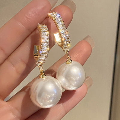 Boucles d'Oreilles de Luxe avec Perles et Zirconia