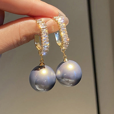 Boucles d'Oreilles de Luxe avec Perles et Zirconia
