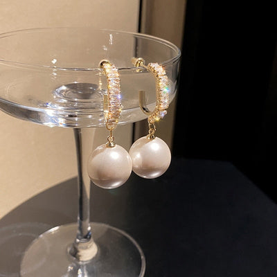 Boucles d'Oreilles de Luxe avec Perles et Zirconia