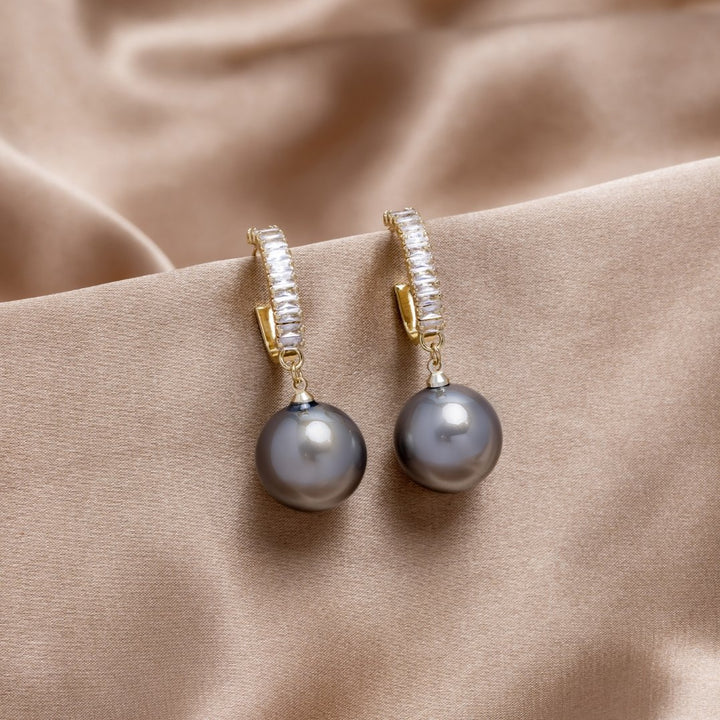 Boucles d'Oreilles de Luxe avec Perles et Zirconia